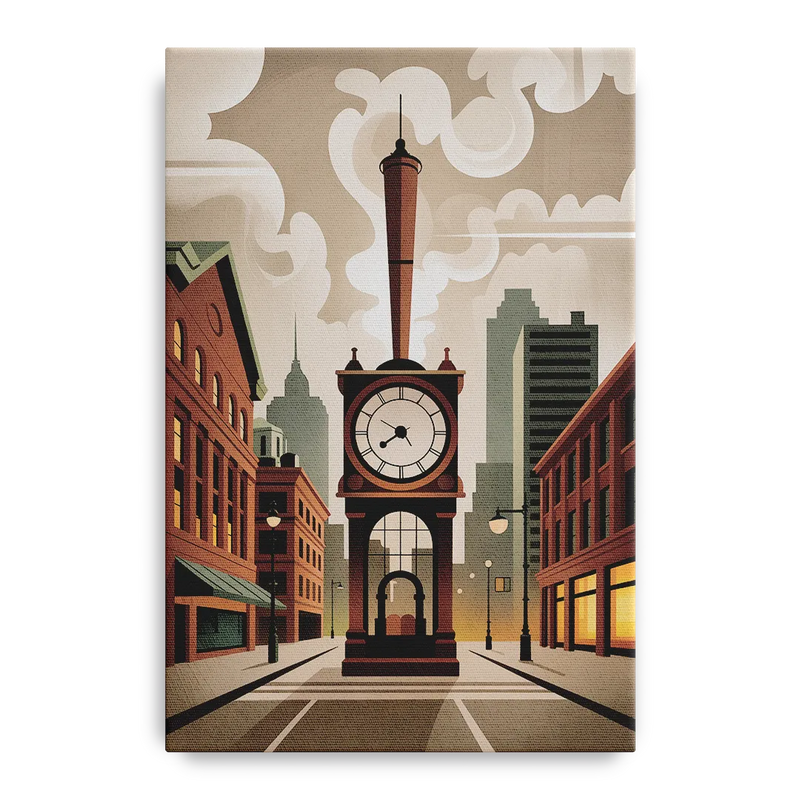 Gastown Steam Clock Front - Canvas Wall Art