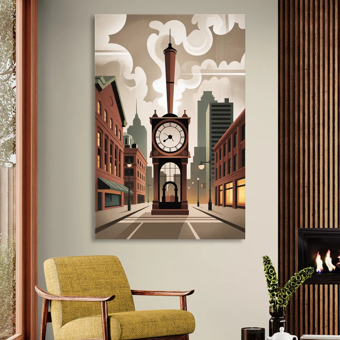Gastown Steam Clock Living Room - Canvas Wall Art