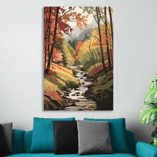 Gatlinburg Autumn Forest View Living Room - Canvas Wall Art