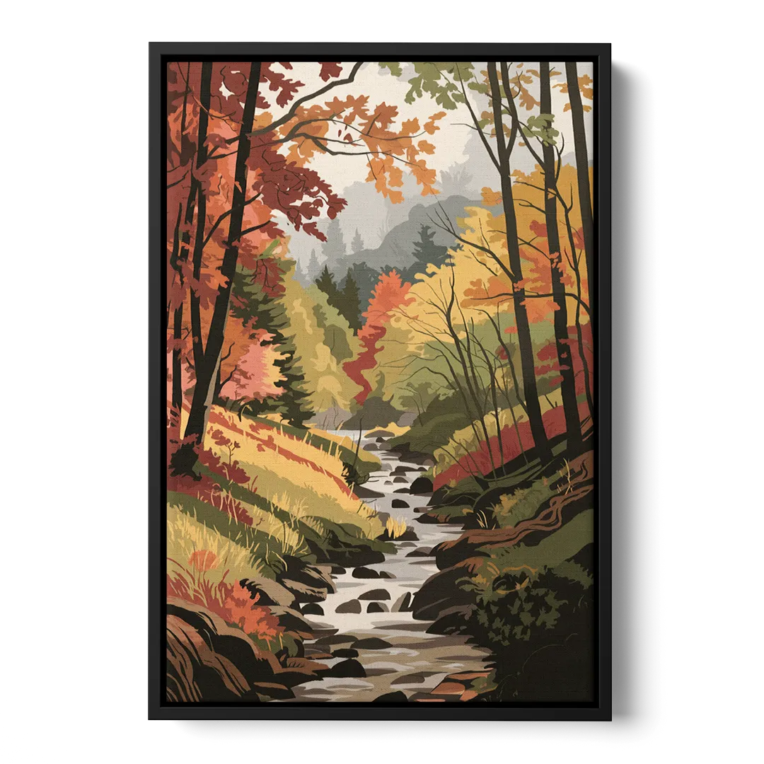 Gatlinburg Autumn Forest View Front - Black Canvas Wall Art
