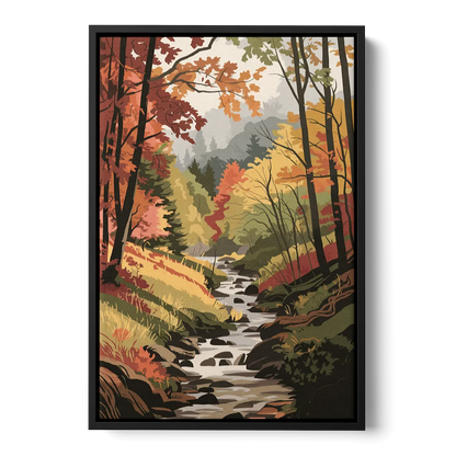 Gatlinburg Autumn Forest View Front - Black Canvas Wall Art