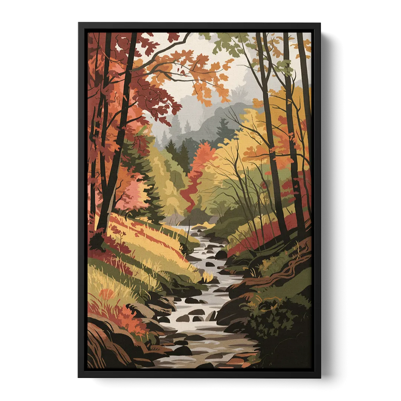 Gatlinburg Autumn Forest View Front - Black Canvas Wall Art
