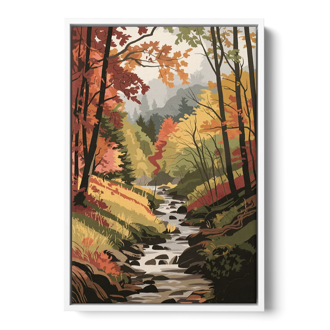 Gatlinburg Autumn Forest View Front - White Canvas Wall Art