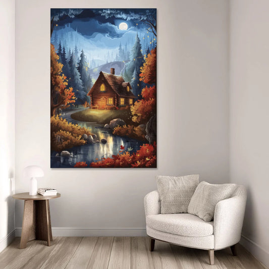 Gatlinburg Cabin in the Woods - Canvas Wall Art - Sofa - 40x60