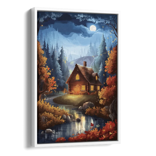 Gatlinburg Cabin in the Woods Side - White Canvas Wall Art