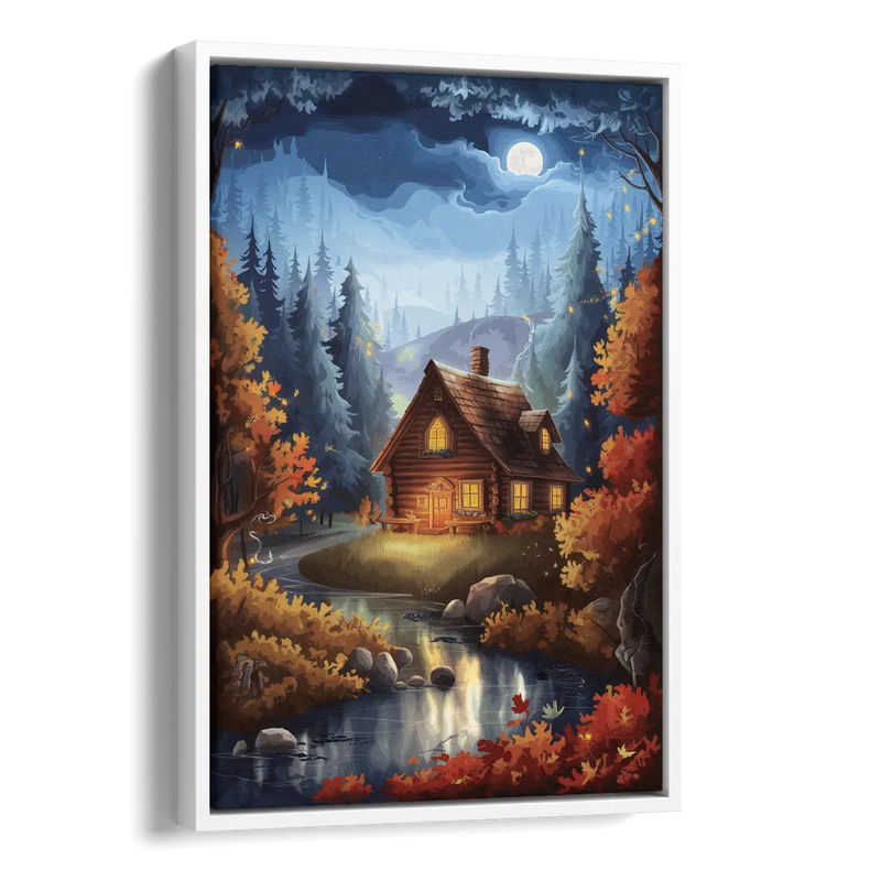 Gatlinburg Cabin in the Woods Side - White Canvas Wall Art