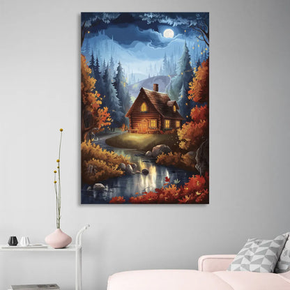 Gatlinburg Cabin in the Woods Living Room - Canvas Wall Art