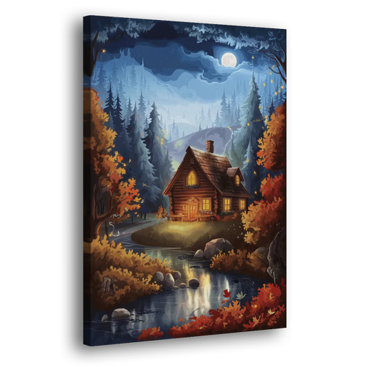 Gatlinburg Cabin in the Woods Side - Canvas Wall Art