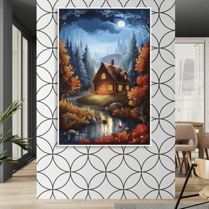 Gatlinburg Cabin in the Woods Living Room - White Canvas Wall Art