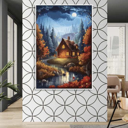 Gatlinburg Cabin in the Woods Living Room - White Canvas Wall Art