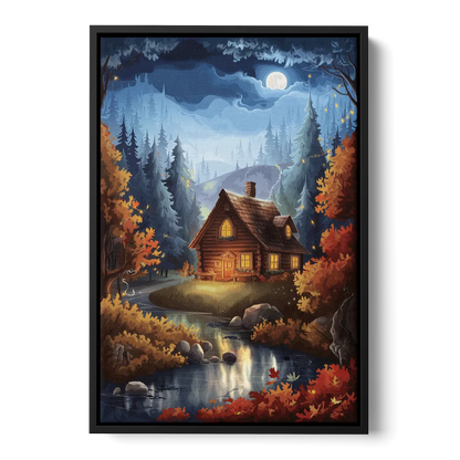 Gatlinburg Cabin in the Woods Front - Black Canvas Wall Art