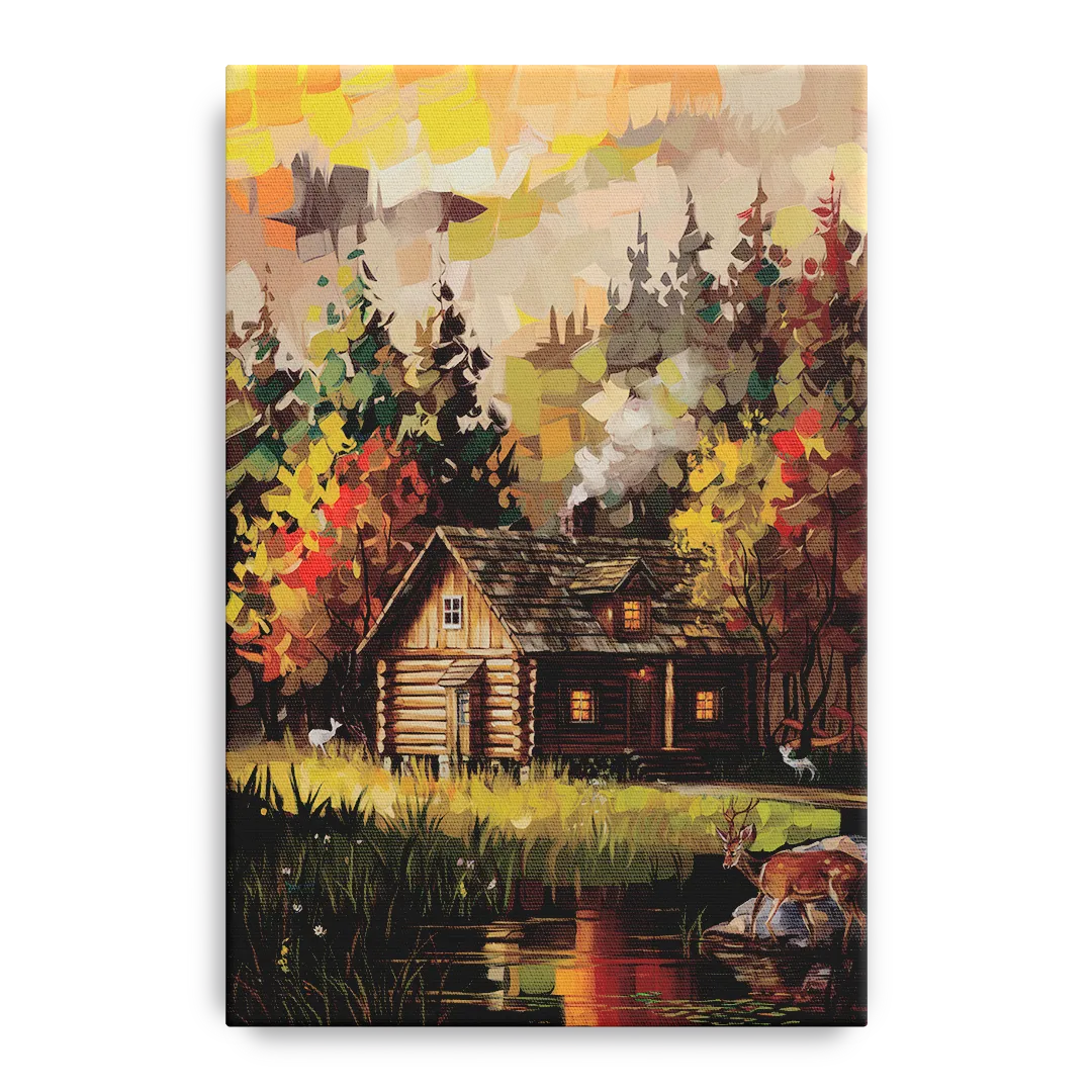Gatlinburg Cabin in the Woods Rustic Front - Canvas Wall Art