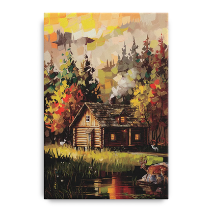 Gatlinburg Cabin in the Woods Rustic Front - Canvas Wall Art