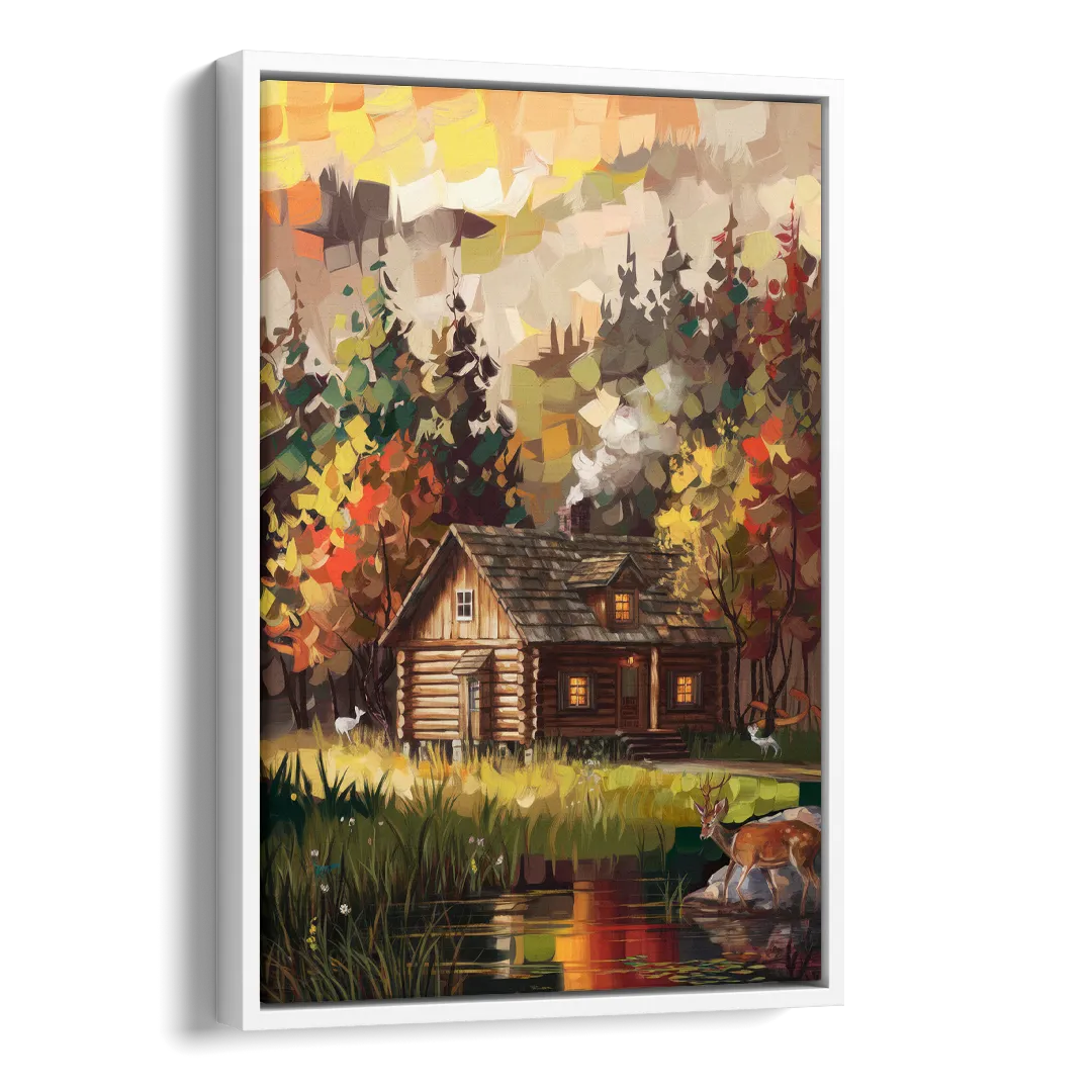 Gatlinburg Cabin in the Woods Rustic Side - White Canvas Wall Art
