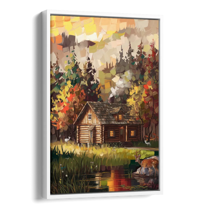 Gatlinburg Cabin in the Woods Rustic Side - White Canvas Wall Art