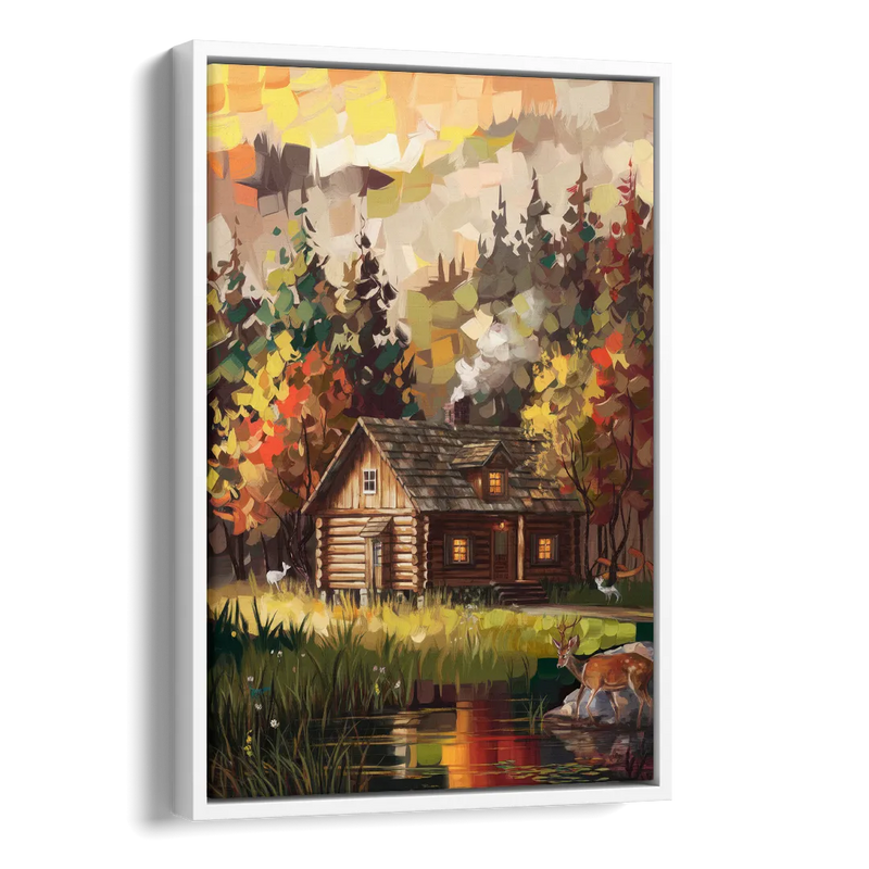 Gatlinburg Cabin in the Woods Rustic Side - White Canvas Wall Art