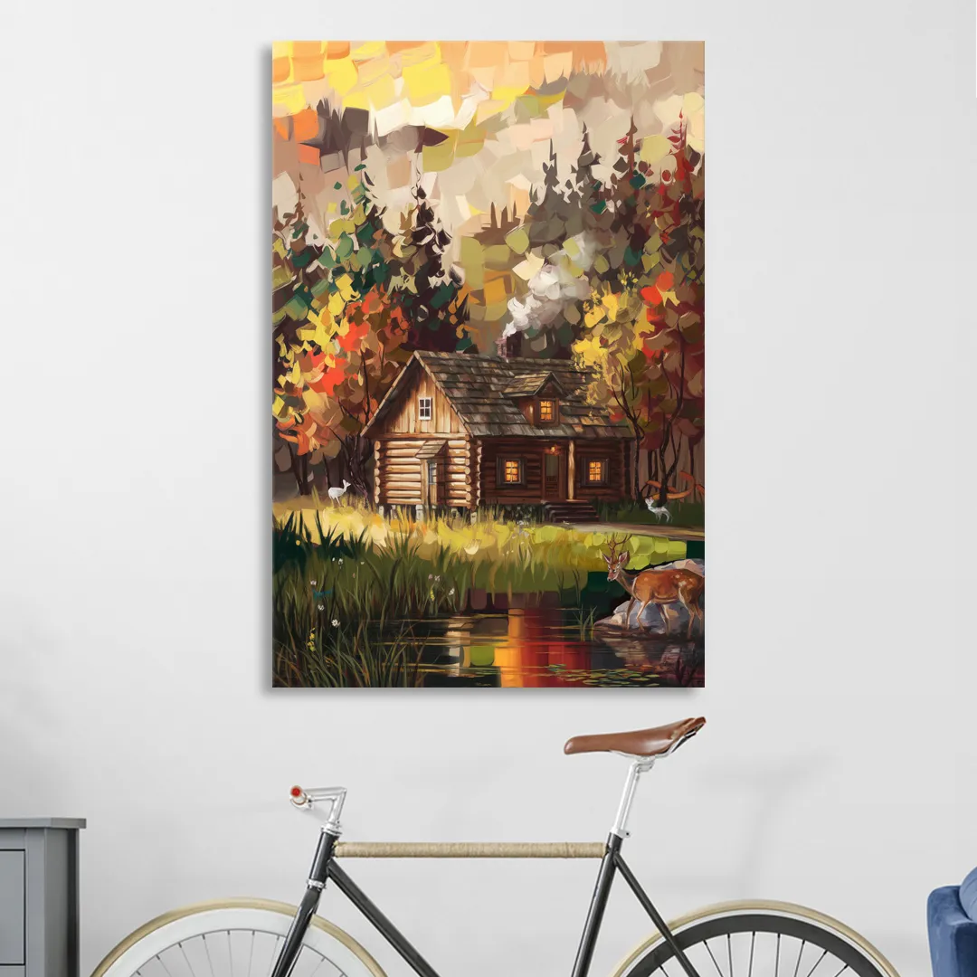 Gatlinburg Cabin in the Woods Rustic Sitting Room - Canvas Wall Art