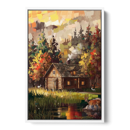 Gatlinburg Cabin in the Woods Rustic Front - White Canvas Wall Art