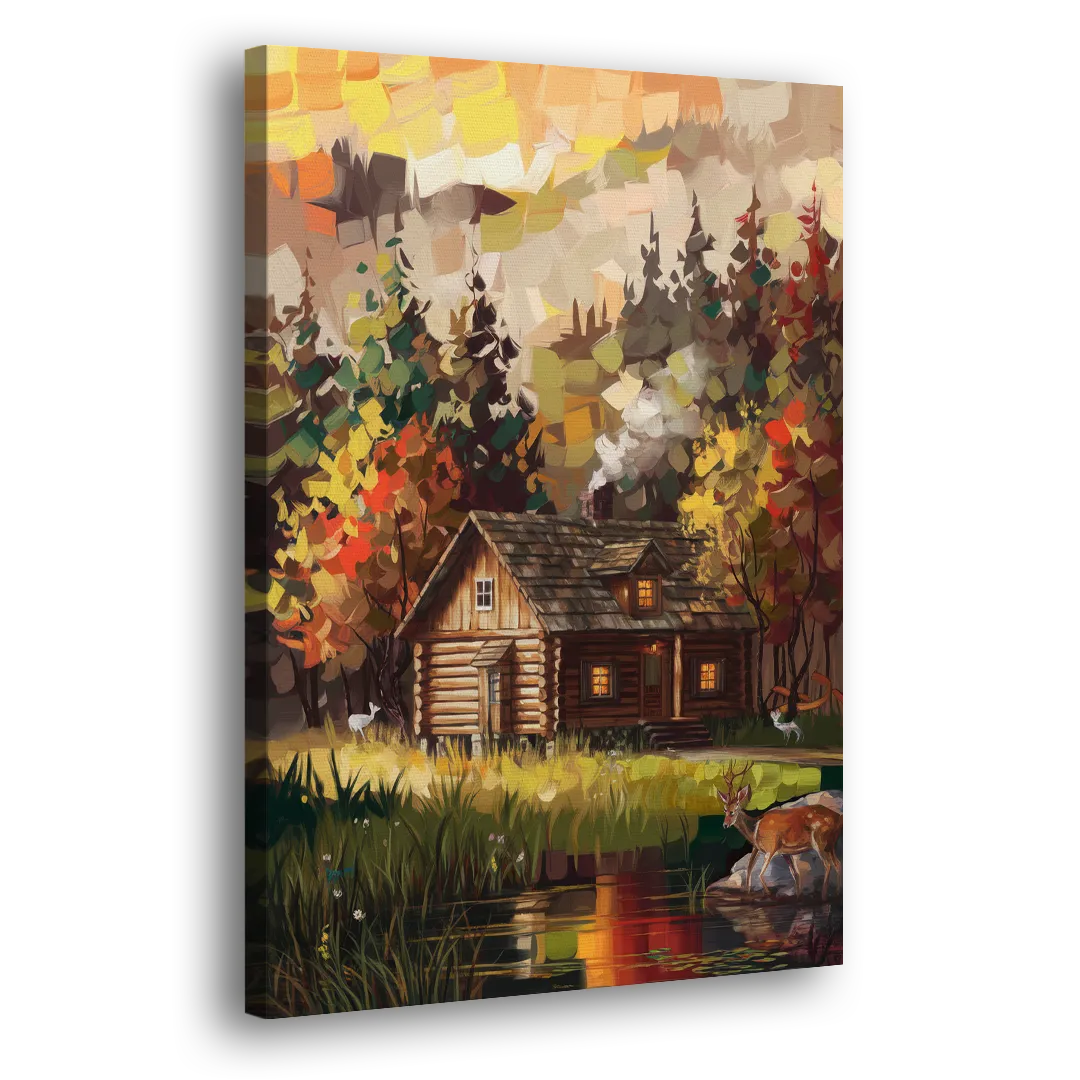 Gatlinburg Cabin in the Woods Rustic Side - Canvas Wall Art