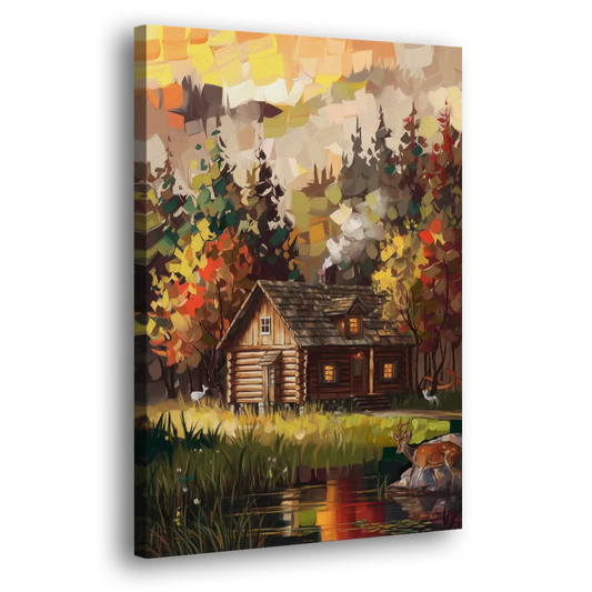 Gatlinburg Cabin in the Woods Rustic Side - Canvas Wall Art