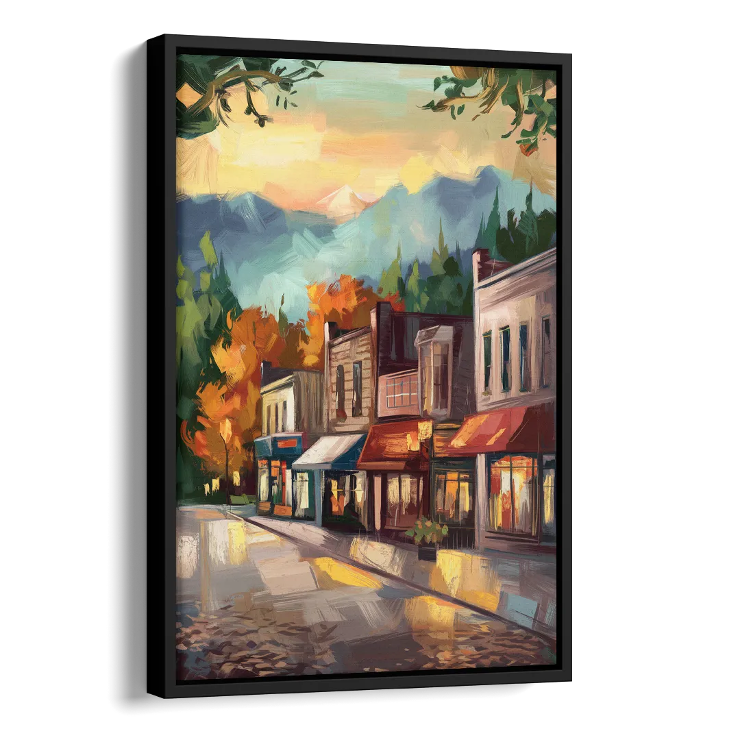 Gatlinburg Downtown Charm Side - Black Canvas Wall Art