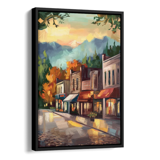 Gatlinburg Downtown Charm Side - Black Canvas Wall Art