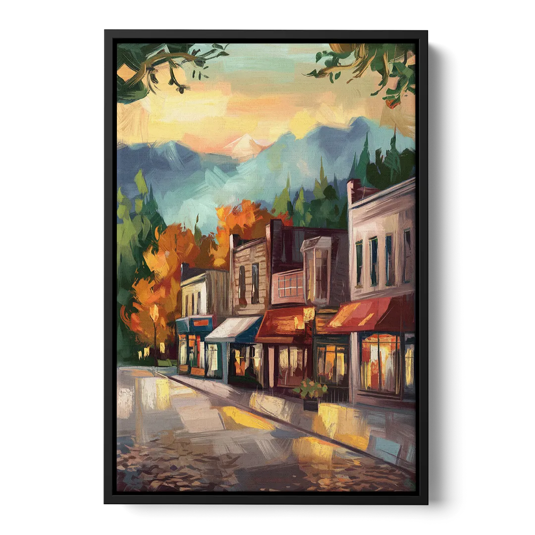 Gatlinburg Downtown Charm Front - Black Canvas Wall Art