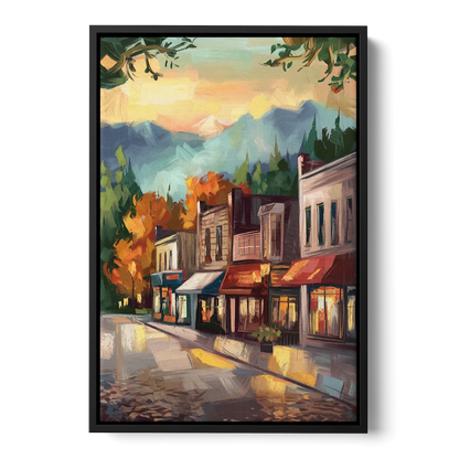 Gatlinburg Downtown Charm Front - Black Canvas Wall Art