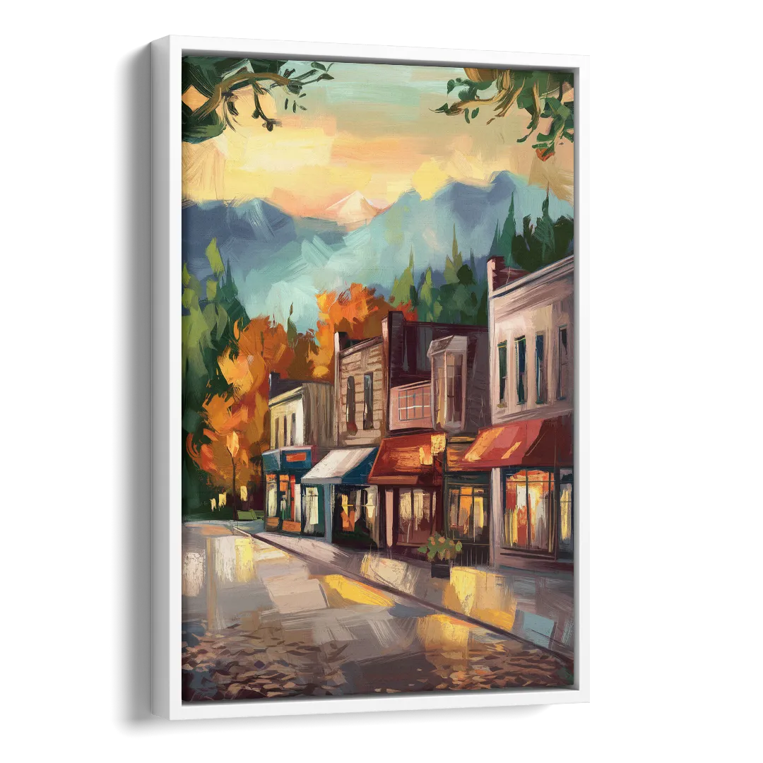 Gatlinburg Downtown Charm Side - White Canvas Wall Art