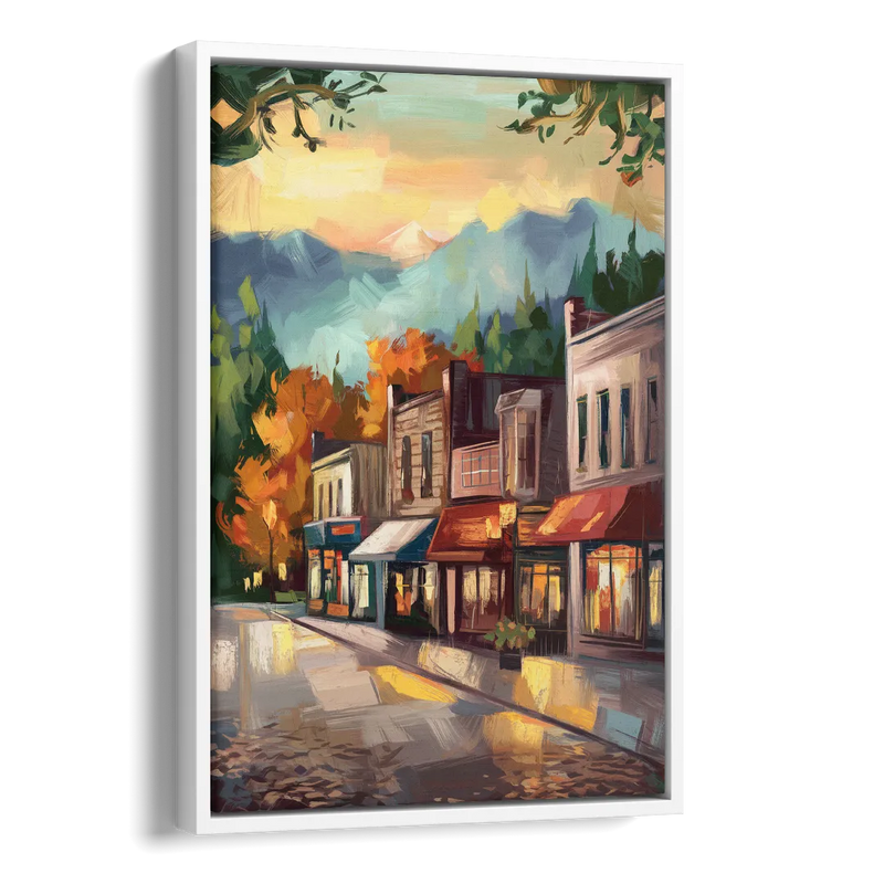Gatlinburg Downtown Charm Side - White Canvas Wall Art