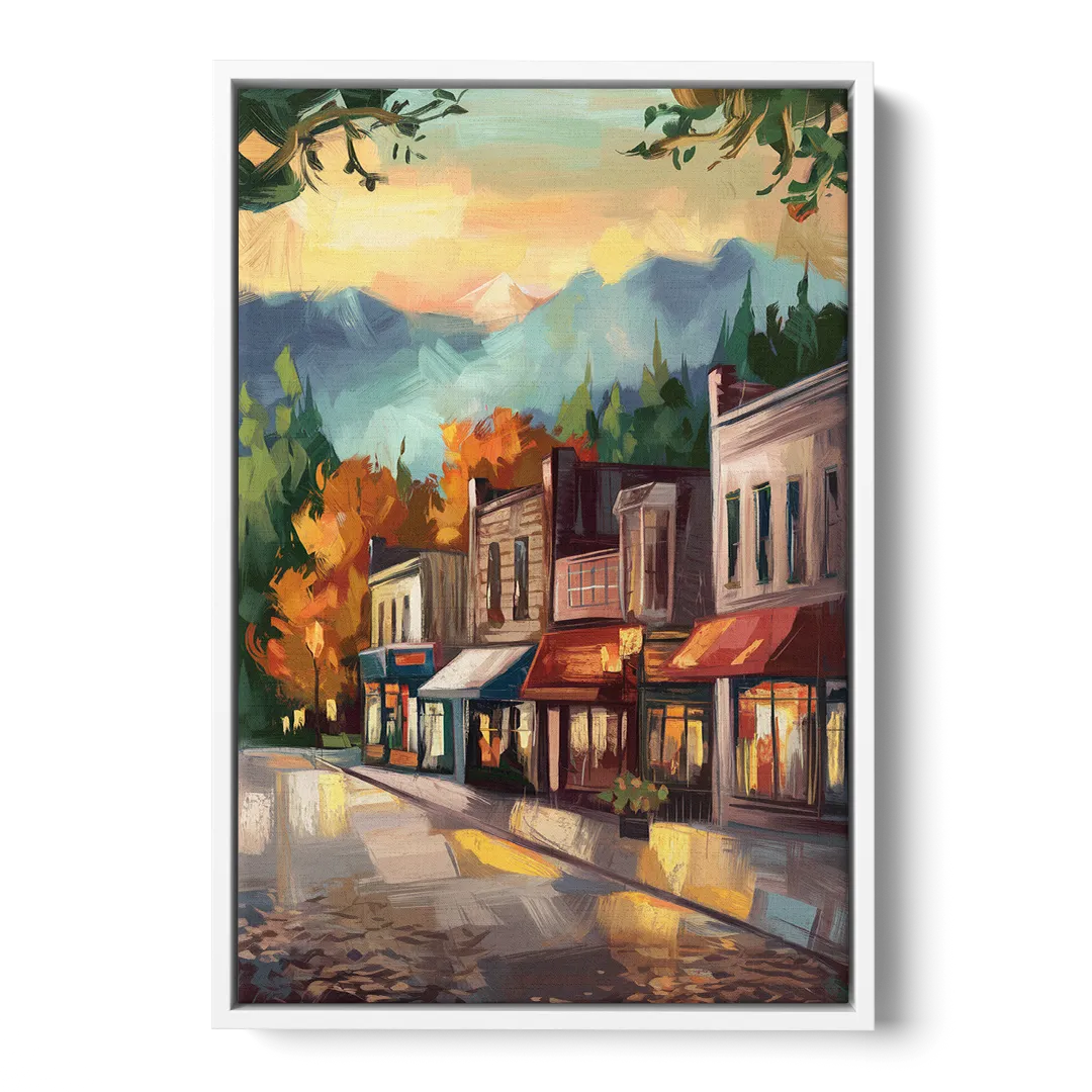 Gatlinburg Downtown Charm Front - White Canvas Wall Art