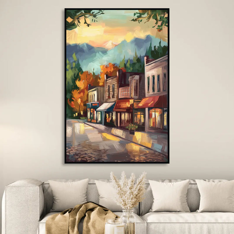 Gatlinburg Downtown Charm Sitting Room - Black Canvas Wall Art