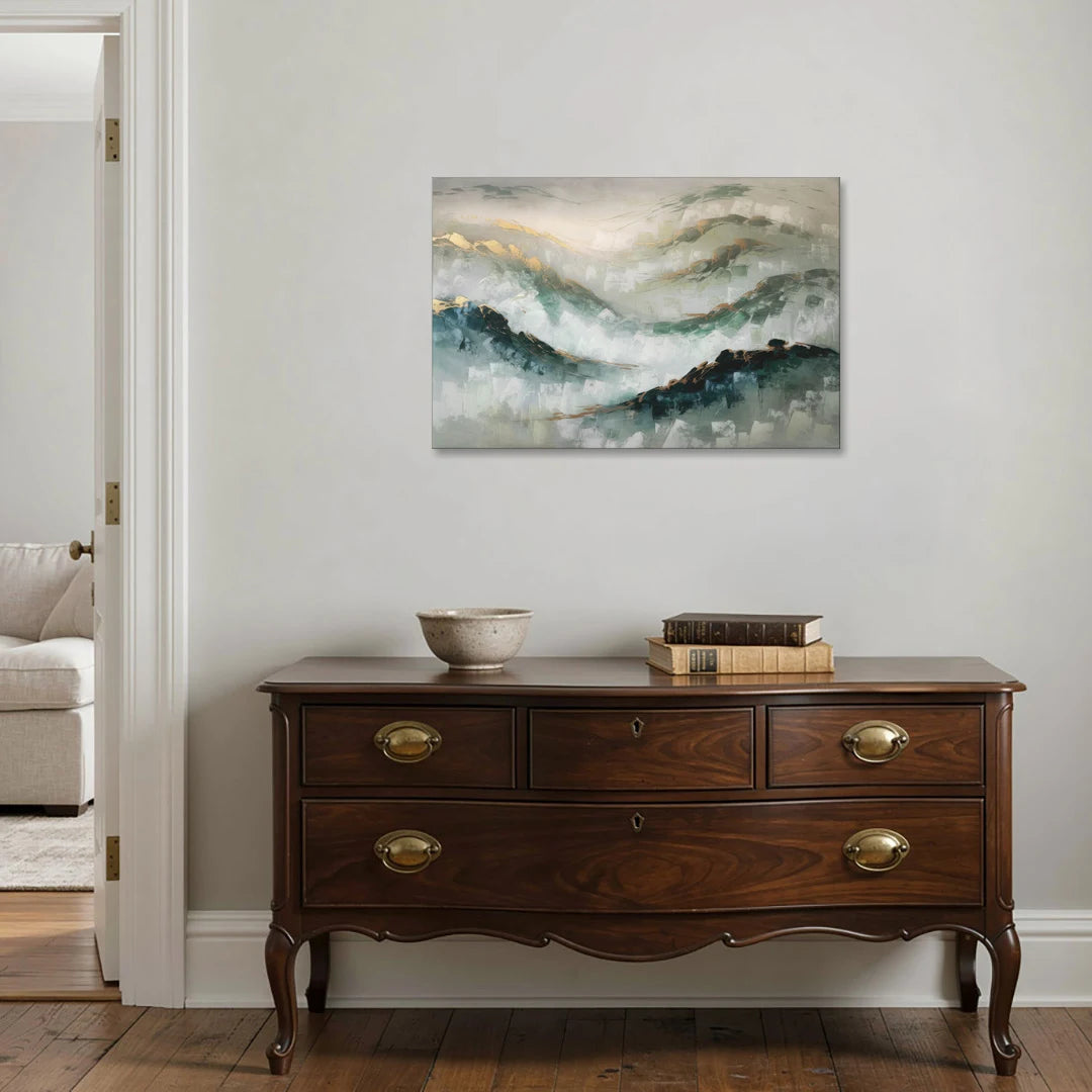 Gatlinburg Misty Mountain Gray Landscape - Canvas Wall Art - Coffee Table - 36x24