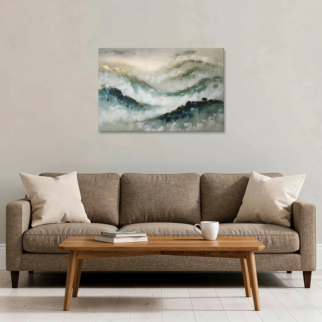Gatlinburg Misty Mountain Gray Landscape - Canvas Wall Art - Sofa - 36x24
