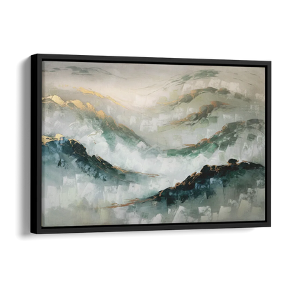 Gatlinburg Misty Mountain Gray Landscape Side - Black Canvas Wall Art