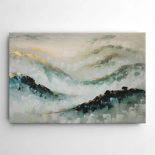 Gatlinburg Misty Mountain Gray Landscape - Canvas Wall Art