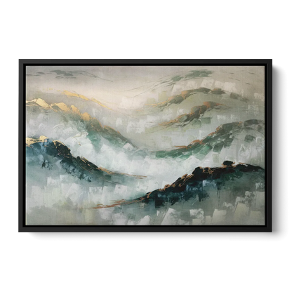 Gatlinburg Misty Mountain Gray Landscape Front - Black Canvas Wall Art