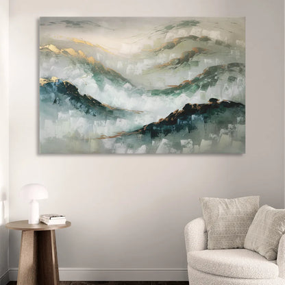 Gatlinburg Misty Mountain Gray Landscape Sitting Room - Canvas Wall Art