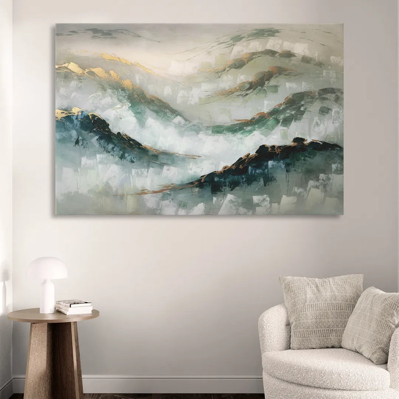 Gatlinburg Misty Mountain Gray Landscape Sitting Room - Canvas Wall Art