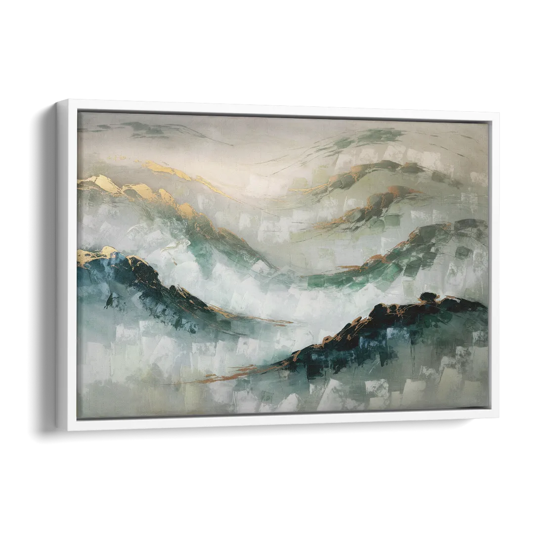 Gatlinburg Misty Mountain Gray Landscape Side - White Canvas Wall Art