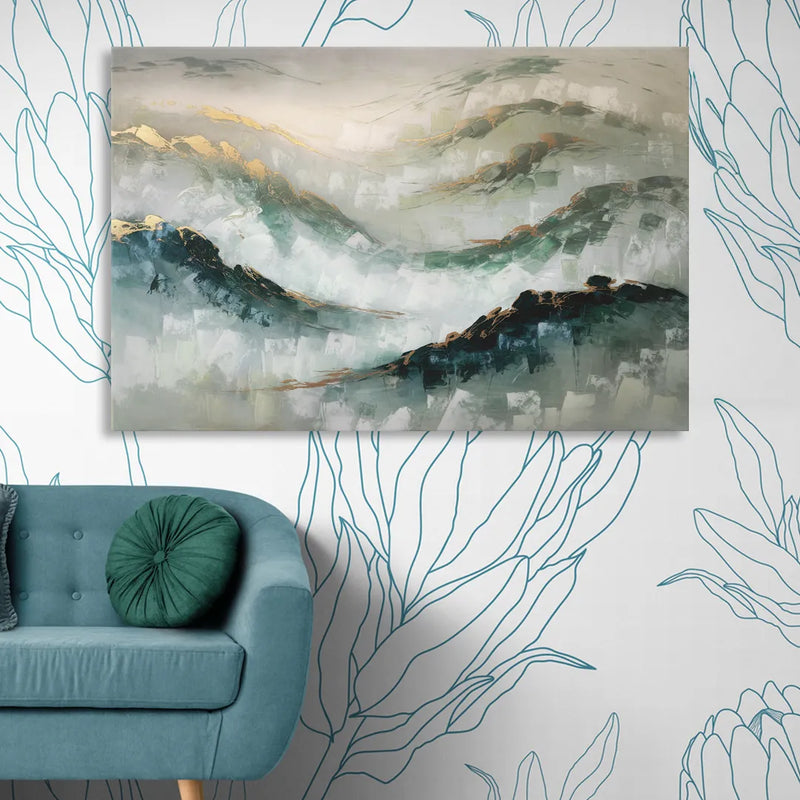 Gatlinburg Misty Mountain Gray Landscape Living Room - Canvas Wall Art