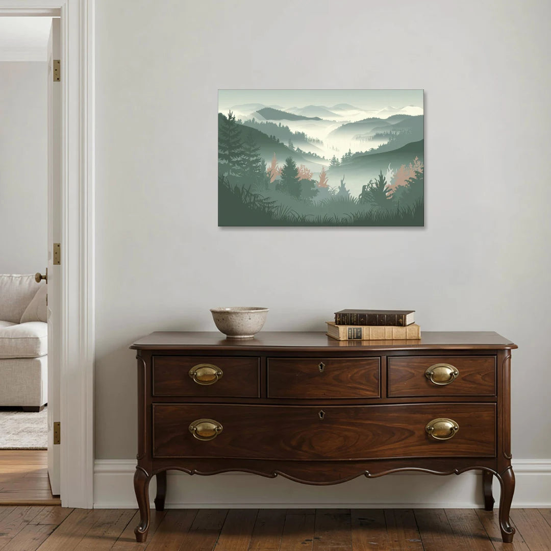 Gatlinburg Misty Mountain Landscape - Canvas Wall Art - Coffee Table - 36x24