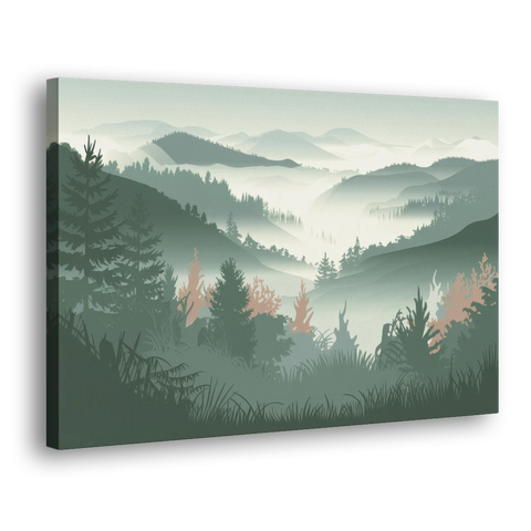 Gatlinburg Misty Mountain Landscape - Canvas Wall Art - Side