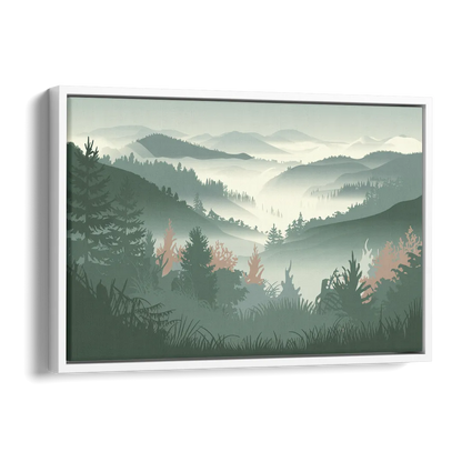 Gatlinburg Misty Mountain Landscape Side - White Canvas Wall Art