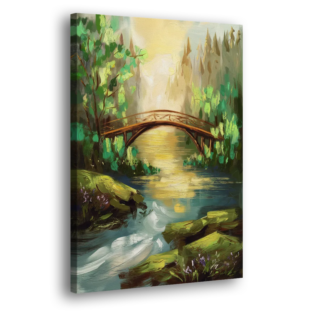 Gatlinburg River and Bridge Scene Side - Canvas Wall Art