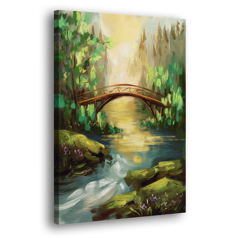 Gatlinburg River and Bridge Scene - Canvas Wall Art