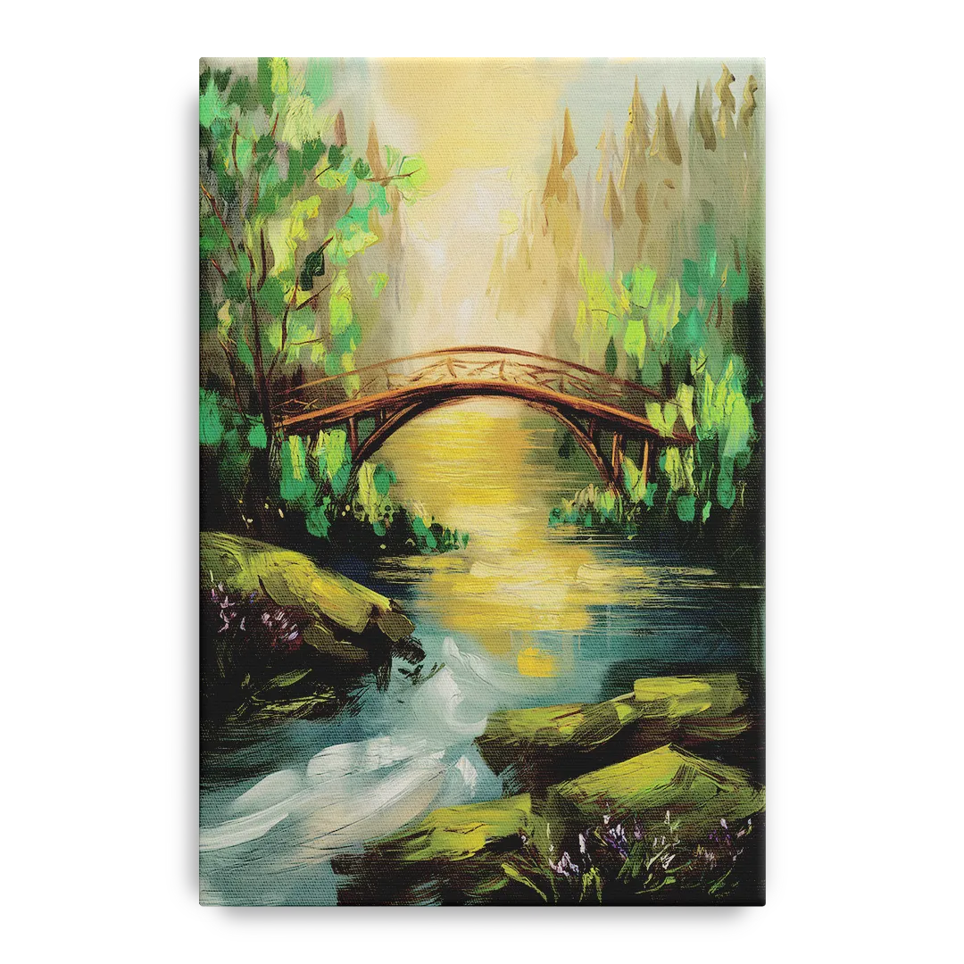 Gatlinburg River and Bridge Scene Front - Canvas Wall Art