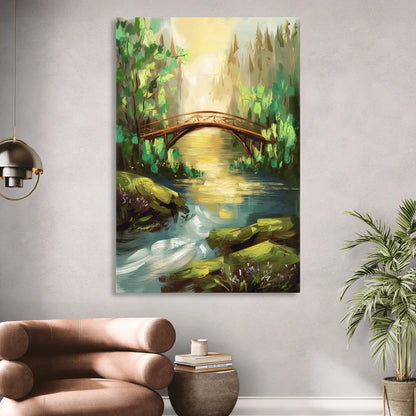 Gatlinburg River and Bridge Scene Sitting Room - Canvas Wall Art