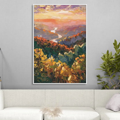 Gatlinburg Scenic Smoky Mountains Sitting Room - White Canvas Wall Art