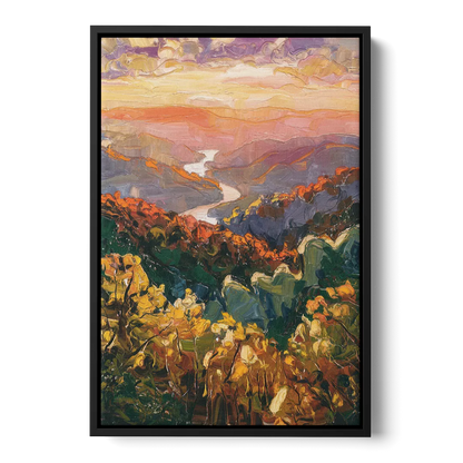 Gatlinburg Scenic Smoky Mountains Front - Black Canvas Wall Art